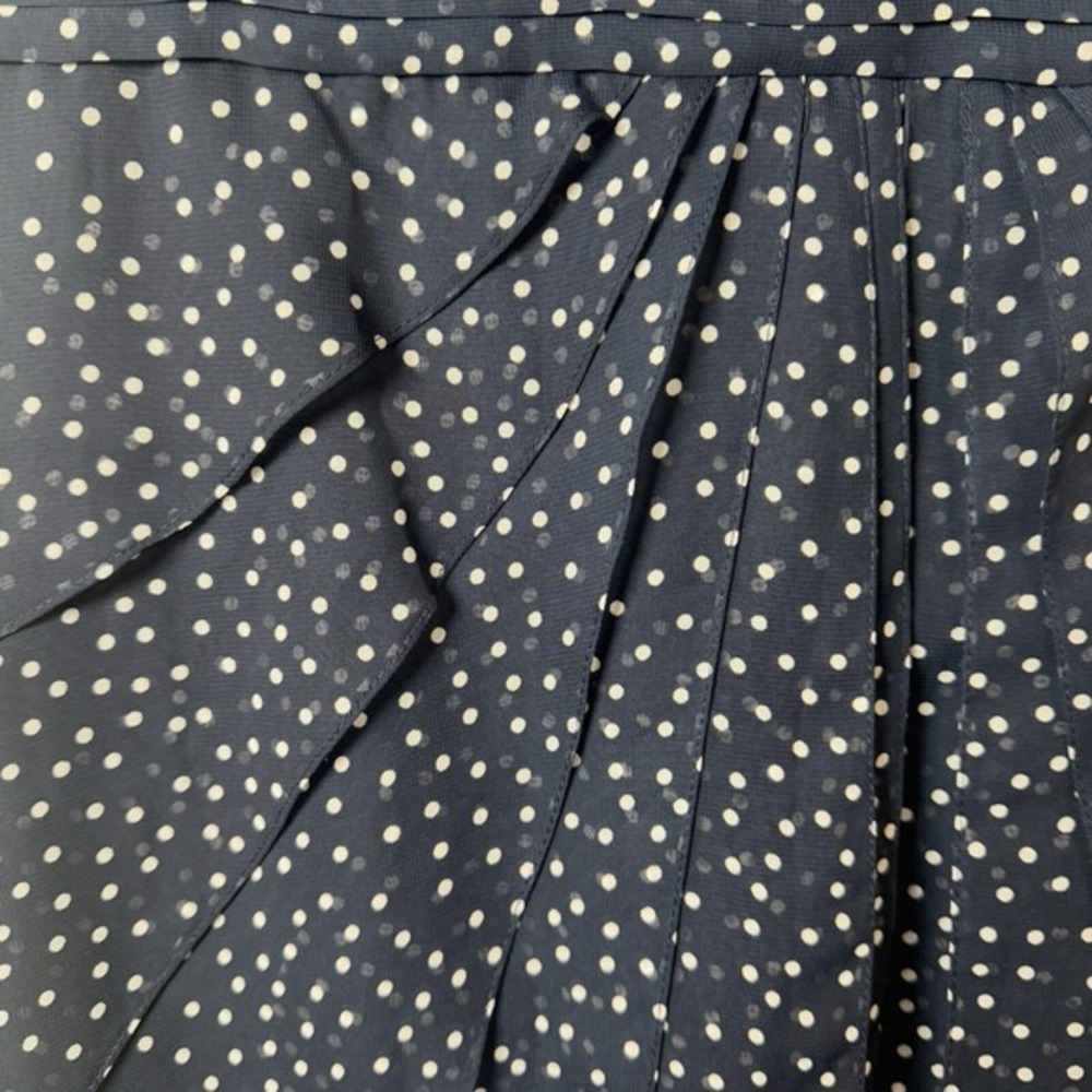 Adrianna Papell Womens 4 Navy Polka Dot Chiffon Ruffle Fit & Flare Dress NWT - Picture 12 of 12